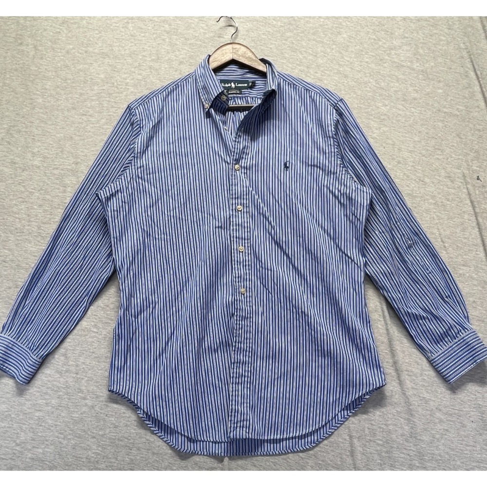 Ralph Lauren Dress Shirt Men 15.5 32/33 Blue Striped Classic Fit Formal Business
